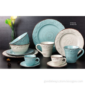 Hand-painted and Embossed Dinner Set 16PCS